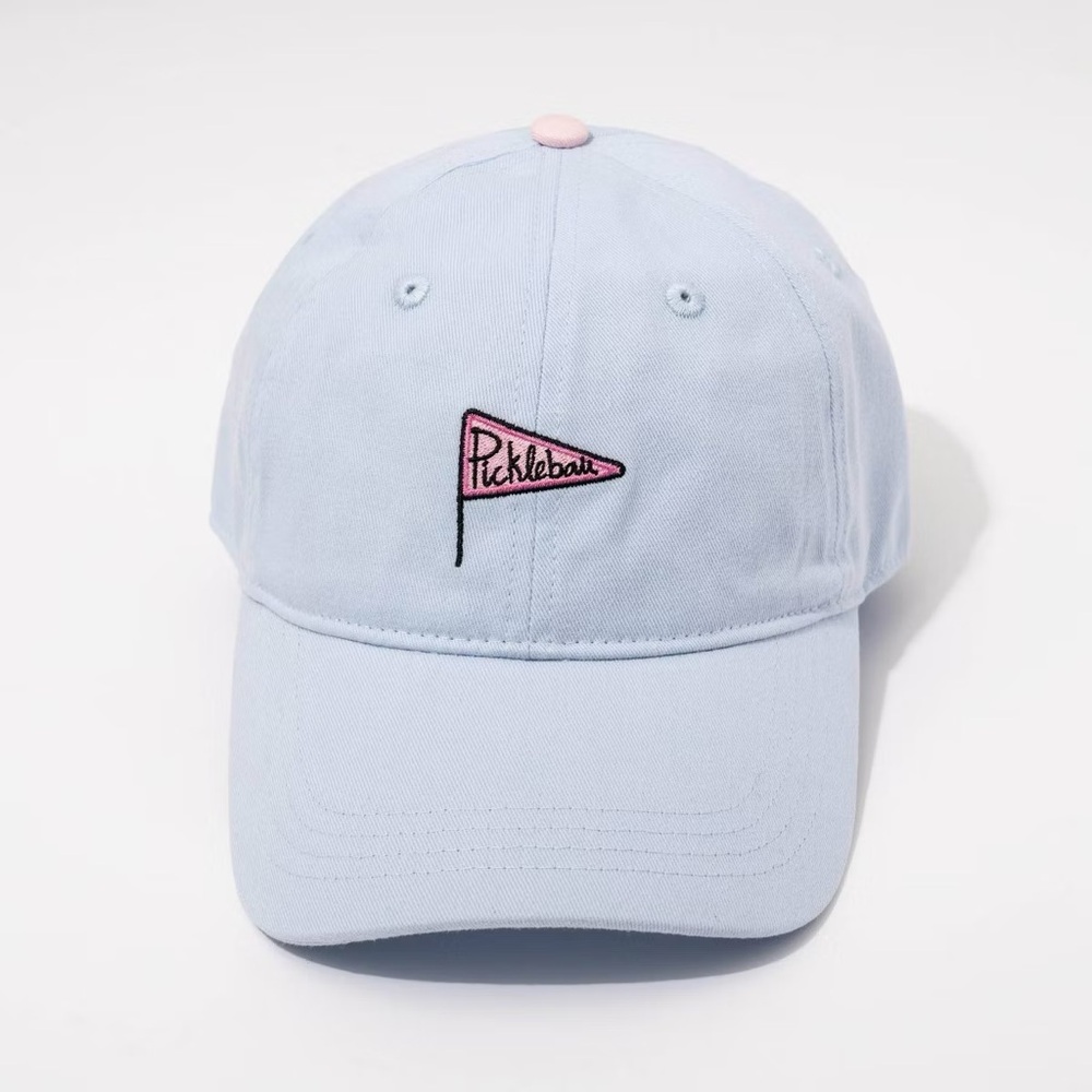 Frasier Sterling Pickleball Flag Hat Blue/Pink Adjustable Cotton Sports Cap